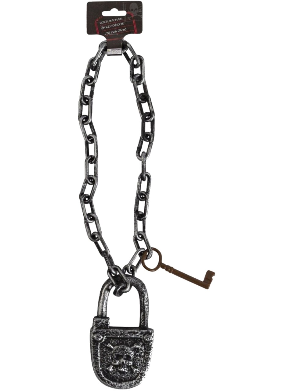 Silver Pirate Prisoner Chains With Lock And Key Toy Costume Accessory